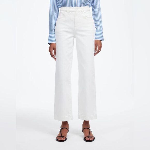 Madewell NWT The Perfect Vintage Wide Leg Crop Jeans Size 14W in Tile White - Picture 1 of 10